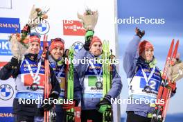 11.03.2023, Oestersund, Sweden, (SWE): Roman Rees (GER), Johannes Kuehn (GER), Philipp Nawrath (GER), Benedikt Doll (GER), (l-r) - IBU World Cup Biathlon, relay men, Oestersund (SWE). www.nordicfocus.com. © Manzoni/NordicFocus. Every downloaded picture is fee-liable.