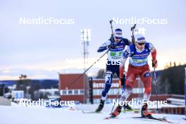 11.03.2023, Oestersund, Sweden, (SWE): Olli Hiidensalo (FIN), Simon Eder (AUT), (l-r) - IBU World Cup Biathlon, relay men, Oestersund (SWE). www.nordicfocus.com. © Manzoni/NordicFocus. Every downloaded picture is fee-liable.