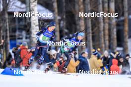 11.03.2023, Oestersund, Sweden, (SWE): Vebjoern Soerum (NOR), Didier Bionaz (ITA), (l-r) - IBU World Cup Biathlon, relay men, Oestersund (SWE). www.nordicfocus.com. © Manzoni/NordicFocus. Every downloaded picture is fee-liable.