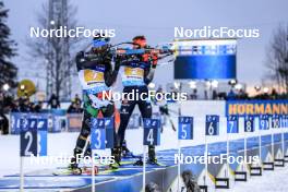 11.03.2023, Oestersund, Sweden, (SWE): Patrick Braunhofer (ITA), Philipp Nawrath (GER), (l-r) - IBU World Cup Biathlon, relay men, Oestersund (SWE). www.nordicfocus.com. © Manzoni/NordicFocus. Every downloaded picture is fee-liable.