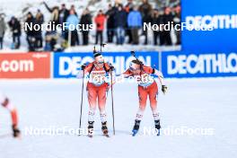 11.03.2023, Oestersund, Sweden, (SWE): Benita Peiffer (CAN), Nadia Moser (CAN), (l-r) - IBU World Cup Biathlon, relay women, Oestersund (SWE). www.nordicfocus.com. © Manzoni/NordicFocus. Every downloaded picture is fee-liable.