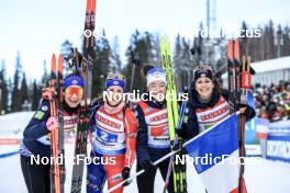 11.03.2023, Oestersund, Sweden, (SWE): Caroline Colombo (FRA), Anais Chevalier-Bouchet (FRA), Lou Jeanmonnot (FRA), Chloe Chevalier (FRA), (l-r) - IBU World Cup Biathlon, relay women, Oestersund (SWE). www.nordicfocus.com. © Manzoni/NordicFocus. Every downloaded picture is fee-liable.