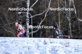 11.03.2023, Oestersund, Sweden, (SWE): Chloe Chevalier (FRA), Dorothea Wierer (ITA), (l-r) - IBU World Cup Biathlon, relay women, Oestersund (SWE). www.nordicfocus.com. © Manzoni/NordicFocus. Every downloaded picture is fee-liable.