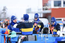 08.03.2023, Oestersund, Sweden, (SWE): Jesper Nelin (SWE), Martin Ponsiluoma (SWE), Malte Stefansson (SWE), (l-r) - IBU World Cup Biathlon, training, Oestersund (SWE). www.nordicfocus.com. © Manzoni/NordicFocus. Every downloaded picture is fee-liable.