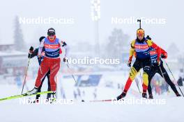 08.03.2023, Oestersund, Sweden, (SWE): Lena Haecki Gross (SUI), Lotte Lie (BEL), (l-r) - IBU World Cup Biathlon, training, Oestersund (SWE). www.nordicfocus.com. © Manzoni/NordicFocus. Every downloaded picture is fee-liable.