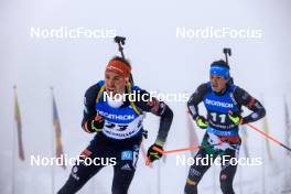 19.03.2023, Oslo, Norway (NOR): David Zobel (GER), Tommaso Giacomel (ITA), (l-r) - IBU World Cup Biathlon, mass men, Oslo (NOR). www.nordicfocus.com. © Manzoni/NordicFocus. Every downloaded picture is fee-liable.