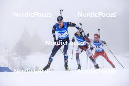 19.03.2023, Oslo, Norway (NOR): Tarjei Boe (NOR), Andrejs Rastorgujevs (LAT), Sebastian Stalder (SUI), (l-r) - IBU World Cup Biathlon, mass men, Oslo (NOR). www.nordicfocus.com. © Manzoni/NordicFocus. Every downloaded picture is fee-liable.