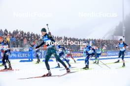 19.03.2023, Oslo, Norway (NOR): Vytautas Strolia (LTU), Otto Invenius (FIN), Sean Doherty (USA), (l-r) - IBU World Cup Biathlon, mass men, Oslo (NOR). www.nordicfocus.com. © Manzoni/NordicFocus. Every downloaded picture is fee-liable.