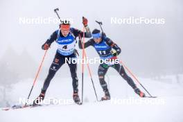 19.03.2023, Oslo, Norway (NOR): Benedikt Doll (GER), Tommaso Giacomel (ITA), (l-r) - IBU World Cup Biathlon, mass men, Oslo (NOR). www.nordicfocus.com. © Manzoni/NordicFocus. Every downloaded picture is fee-liable.