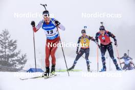 19.03.2023, Oslo, Norway (NOR): Niklas Hartweg (SUI), Johannes Thingnes Boe (NOR), Vetle Sjaastad Christiansen (NOR), (l-r) - IBU World Cup Biathlon, mass men, Oslo (NOR). www.nordicfocus.com. © Manzoni/NordicFocus. Every downloaded picture is fee-liable.