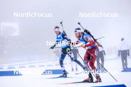 19.03.2023, Oslo, Norway (NOR): Tero Seppala (FIN), Simon Eder (AUT), (l-r) - IBU World Cup Biathlon, mass men, Oslo (NOR). www.nordicfocus.com. © Manzoni/NordicFocus. Every downloaded picture is fee-liable.
