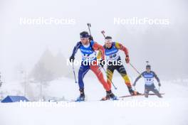 19.03.2023, Oslo, Norway (NOR): Antonin Guigonnat (FRA), Florent Claude (BEL), (l-r) - IBU World Cup Biathlon, mass men, Oslo (NOR). www.nordicfocus.com. © Manzoni/NordicFocus. Every downloaded picture is fee-liable.
