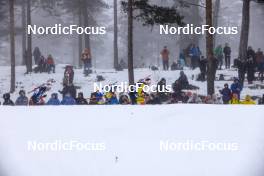 19.03.2023, Oslo, Norway (NOR): Johannes Dale (NOR), Jesper Nelin (SWE), Florent Claude (BEL), (l-r) - IBU World Cup Biathlon, mass men, Oslo (NOR). www.nordicfocus.com. © Manzoni/NordicFocus. Every downloaded picture is fee-liable.