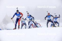 19.03.2023, Oslo, Norway (NOR): Fabien Claude (FRA), Philipp Nawrath (GER), Otto Invenius (FIN), (l-r) - IBU World Cup Biathlon, mass men, Oslo (NOR). www.nordicfocus.com. © Manzoni/NordicFocus. Every downloaded picture is fee-liable.