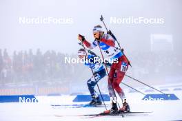 19.03.2023, Oslo, Norway (NOR): Tero Seppala (FIN), Simon Eder (AUT), (l-r) - IBU World Cup Biathlon, mass men, Oslo (NOR). www.nordicfocus.com. © Manzoni/NordicFocus. Every downloaded picture is fee-liable.