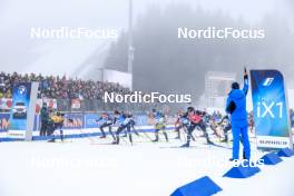 19.03.2023, Oslo, Norway (NOR): Johannes Thingnes Boe (NOR), Benedikt Doll (GER), Sturla Holm Laegreid (NOR), Martin Ponsiluoma (SWE), Roman Rees (GER), Vetle Sjaastad Christiansen (NOR), (l-r) - IBU World Cup Biathlon, mass men, Oslo (NOR). www.nordicfocus.com. © Manzoni/NordicFocus. Every downloaded picture is fee-liable.