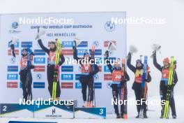 19.03.2023, Oslo, Norway (NOR): Marte Olsbu Roeiseland (NOR), Hanna Oeberg (SWE), Anais Chevalier-Bouchet (FRA), Hanna Kebinger (GER), Julia Simon (FRA), Denise Herrmann-Wick (GER), (l-r) - IBU World Cup Biathlon, mass women, Oslo (NOR). www.nordicfocus.com. © Manzoni/NordicFocus. Every downloaded picture is fee-liable.