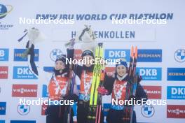 19.03.2023, Oslo, Norway (NOR): Marte Olsbu Roeiseland (NOR), Hanna Oeberg (SWE), Anais Chevalier-Bouchet (FRA),  (l-r) - IBU World Cup Biathlon, mass women, Oslo (NOR). www.nordicfocus.com. © Manzoni/NordicFocus. Every downloaded picture is fee-liable.