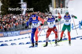 18.03.2023, Oslo, Norway (NOR): Antonin Guigonnat (FRA), David Komatz (AUT), Vladimir Iliev (BUL), (l-r) - IBU World Cup Biathlon, pursuit men, Oslo (NOR). www.nordicfocus.com. © Manzoni/NordicFocus. Every downloaded picture is fee-liable.
