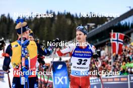 18.03.2023, Oslo, Norway (NOR): Johannes Thingnes Boe (NOR), Niklas Hartweg (SUI), (l-r) - IBU World Cup Biathlon, pursuit men, Oslo (NOR). www.nordicfocus.com. © Manzoni/NordicFocus. Every downloaded picture is fee-liable.