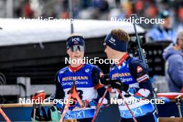 18.03.2023, Oslo, Norway (NOR): Einar Hedegart (NOR), Vebjoern Soerum (NOR), (l-r) - IBU World Cup Biathlon, pursuit men, Oslo (NOR). www.nordicfocus.com. © Manzoni/NordicFocus. Every downloaded picture is fee-liable.