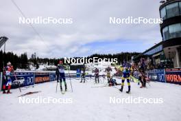 18.03.2023, Oslo, Norway (NOR): Michal Krcmar (CZE), Jakov Fak (SLO), Tarjei Boe (NOR), Johannes Dale (NOR), Peppe Femling (SWE), Philipp Nawrath (GER), Martin Ponsiluoma (SWE), Tommaso Giacomel (ITA), (l-r) - IBU World Cup Biathlon, pursuit men, Oslo (NOR). www.nordicfocus.com. © Manzoni/NordicFocus. Every downloaded picture is fee-liable.
