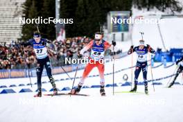 18.03.2023, Oslo, Norway (NOR): Lucas Fratzscher (GER), Adam Runnalls (CAN), (l-r) - IBU World Cup Biathlon, pursuit men, Oslo (NOR). www.nordicfocus.com. © Manzoni/NordicFocus. Every downloaded picture is fee-liable.