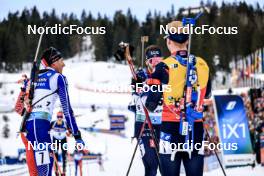 18.03.2023, Oslo, Norway (NOR): Quentin Fillon Maillet (FRA), Sturla Holm Laegreid (NOR), Johannes Thingnes Boe (NOR), (l-r) - IBU World Cup Biathlon, pursuit men, Oslo (NOR). www.nordicfocus.com. © Manzoni/NordicFocus. Every downloaded picture is fee-liable.