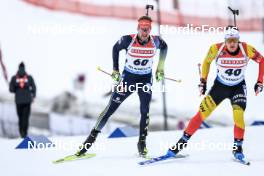 16.03.2023, Oslo, Norway (NOR): Johannes Kuehn (GER), Thierry Langer (BEL), (l-r) - IBU World Cup Biathlon, sprint men, Oslo (NOR). www.nordicfocus.com. © Manzoni/NordicFocus. Every downloaded picture is fee-liable.