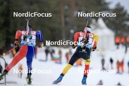 16.03.2023, Oslo, Norway (NOR): Oscar Lombardot (FRA), Cesar Beauvais (BEL), (l-r) - IBU World Cup Biathlon, sprint men, Oslo (NOR). www.nordicfocus.com. © Manzoni/NordicFocus. Every downloaded picture is fee-liable.