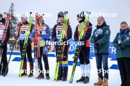16.03.2023, Oslo, Norway (NOR): Andrejs Rastorgujevs (LAT), Benedikt Doll (GER), Martin Ponsiluoma (SWE), Johannes Thingnes Boe (NOR), (l-r) - IBU World Cup Biathlon, sprint men, Oslo (NOR). www.nordicfocus.com. © Manzoni/NordicFocus. Every downloaded picture is fee-liable.