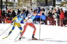 18.03.2023, Oslo, Norway (NOR): Linn Persson (SWE), Aita Gasparin (SUI), (l-r) - IBU World Cup Biathlon, sprint women, Oslo (NOR). www.nordicfocus.com. © Manzoni/NordicFocus. Every downloaded picture is fee-liable.