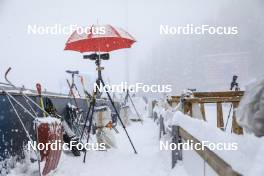 17.03.2023, Oslo, Norway (NOR): Event Feature: Monocle under umbrella at the shooting range - IBU World Cup Biathlon, sprint women, Oslo (NOR). www.nordicfocus.com. © Manzoni/NordicFocus. Every downloaded picture is fee-liable.