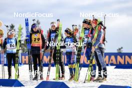 18.03.2023, Oslo, Norway (NOR): Tereza Vobornikova (CZE), Julia Simon (FRA), Chloe Chevalier (FRA), Anna Magnusson (SWE), Hanna Oeberg (SWE), Denise Herrmann-Wick (GER), (l-r) - IBU World Cup Biathlon, sprint women, Oslo (NOR). www.nordicfocus.com. © Manzoni/NordicFocus. Every downloaded picture is fee-liable.