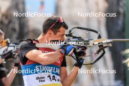 04.08.2023, Sandnes, Norway (NOR): Quentin Fillon Maillet (FRA) - BLINK23 Festival Biathlon - Sandnes (NOR). www.nordicfocus.com. © Manzoni/NordicFocus. Every downloaded picture is fee-liable.