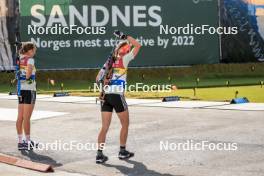 04.08.2023, Sandnes, Norway (NOR): Franziska Preuss (GER), Vanessa Voigt (GER), (l-r) - BLINK23 Festival Biathlon - Sandnes (NOR). www.nordicfocus.com. © Manzoni/NordicFocus. Every downloaded picture is fee-liable.