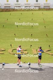 04.08.2023, Sandnes, Norway (NOR): Tarje Boe (NOR), Justine Braisaz-Bouchet (FRA), (l-r) - BLINK23 Festival Biathlon - Sandnes (NOR). www.nordicfocus.com. © Manzoni/NordicFocus. Every downloaded picture is fee-liable.