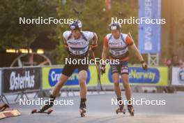 05.08.2023, Sandnes, Norway (NOR): Einar Hedegart (NOR), Joergen Solhaug Saeter (NOR), (l-r) - BLINK23 Festival Biathlon - Sandnes (NOR). www.nordicfocus.com. © Manzoni/NordicFocus. Every downloaded picture is fee-liable.