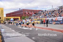 04.08.2023, Sandnes, Norway (NOR): Fabien Claude (FRA), Lucas Fratzscher (GER), Quentin Fillon Maillet (FRA), Oscar Lombardot (FRA), H Skar (NOR), (l-r) - BLINK23 Festival Biathlon - Sandnes (NOR). www.nordicfocus.com. © Manzoni/NordicFocus. Every downloaded picture is fee-liable.