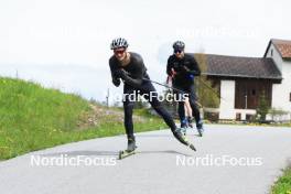 20.05.2023, Lenzerheide, Switzerland (SUI): Niklas Hartweg (SUI), Gion Stalder (SUI), (l-r) - Biathlon summer training, Lenzerheide (SUI). www.nordicfocus.com. © Manzoni/NordicFocus. Every downloaded picture is fee-liable.