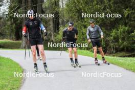 20.05.2023, Lenzerheide, Switzerland (SUI): Kein Einaste (EST), coach Team Switzerland, Joscha Burkhalter (SUI), Dajan Danuser (SUI), (l-r) - Biathlon summer training, Lenzerheide (SUI). www.nordicfocus.com. © Manzoni/NordicFocus. Every downloaded picture is fee-liable.