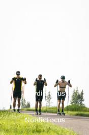 21.06.2023, Lavaze, Italy (ITA): Giacomel Tommaso (ITA), Braunhofer Patrick (ITA), Elia Zeni (ITA), (l-r)  - Biathlon summer training, Lavaze (ITA). www.nordicfocus.com. © Vanzetta/NordicFocus. Every downloaded picture is fee-liable.