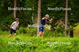 29.08.2023, Obertilliach, Austria (AUT): Sturla Holm Laegreid (NOR), Filip Fjeld Andersen (NOR), (l-r)  - Biathlon summer training, Obertilliach (AUT). www.nordicfocus.com. © Barbieri/NordicFocus. Every downloaded picture is fee-liable.