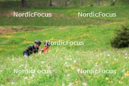 20.05.2023, Lenzerheide, Switzerland (SUI): Gion Stalder (SUI), Sebastian Stalder (SUI), (l-r) - Biathlon summer training, Lenzerheide (SUI). www.nordicfocus.com. © Manzoni/NordicFocus. Every downloaded picture is fee-liable.