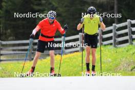 20.05.2023, Lenzerheide, Switzerland (SUI): Daniel Hackhofer (ITA), coach Team Switzerland, Sandro Bovisi (SUI), (l-r) - Biathlon summer training, Lenzerheide (SUI). www.nordicfocus.com. © Manzoni/NordicFocus. Every downloaded picture is fee-liable.