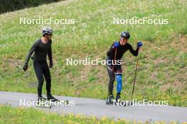 20.05.2023, Lenzerheide, Switzerland (SUI): Niklas Hartweg (SUI), Arnaud Du Pasquier (SUI), (l-r) - Biathlon summer training, Lenzerheide (SUI). www.nordicfocus.com. © Manzoni/NordicFocus. Every downloaded picture is fee-liable.
