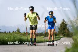21.06.2023, Lavaze, Italy (ITA): Bionaz Didier (ITA), Wierer Dorothea (ITA), (l-r)  - Biathlon summer training, Lavaze (ITA). www.nordicfocus.com. © Vanzetta/NordicFocus. Every downloaded picture is fee-liable.