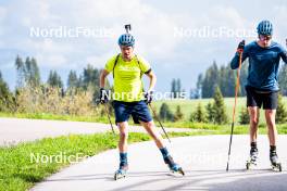 08.06.2023, Lavaze, Italy (ITA): Oskar Brandt (SWE), Martin Ponsiluoma (SWE), (l-r)  - Biathlon summer training, Lavaze (ITA). www.nordicfocus.com. © Barbieri/NordicFocus. Every downloaded picture is fee-liable.