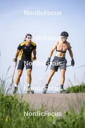 21.06.2023, Lavaze, Italy (ITA): Giacomel Tommaso (ITA), Elia Zeni (ITA), (l-r)  - Biathlon summer training, Lavaze (ITA). www.nordicfocus.com. © Vanzetta/NordicFocus. Every downloaded picture is fee-liable.