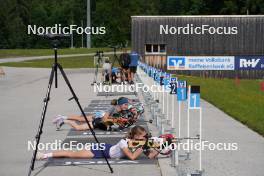 08.06.2023, Ruhpolding, Germany (GER): Anamarija Lampic (SLO), Ziva Klemencic (SLO), Lena Repinc (SLO), (l-r) - Biathlon summer training, Ruhpolding (GER). www.nordicfocus.com. © Reiter/NordicFocus. Every downloaded picture is fee-liable.